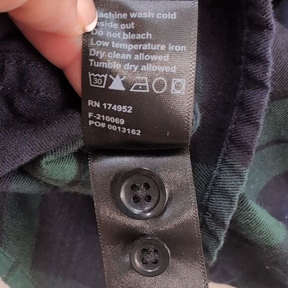 Flint And Tinder Green Blue Tartan Plaid Button Long Sleeve Shirt Sz S - Picture 6 of 6